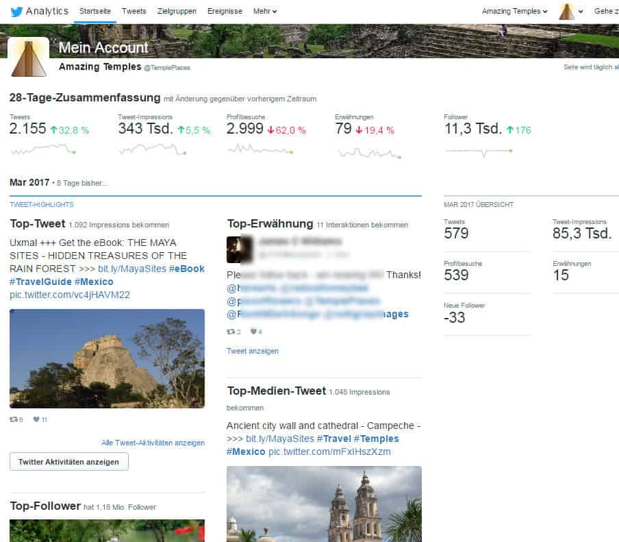 Twitter-Analytics - Übersichtsfenster