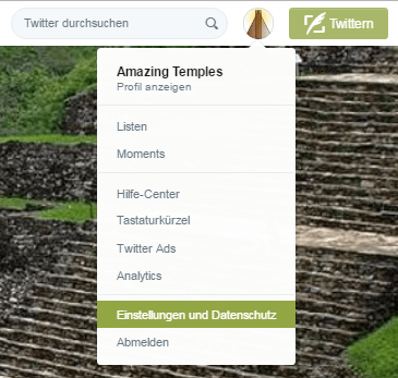 Menü - Twitter - Analytics